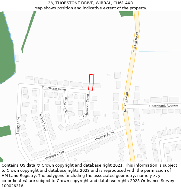 2A, THORSTONE DRIVE, WIRRAL, CH61 4XR: Location map and indicative extent of plot