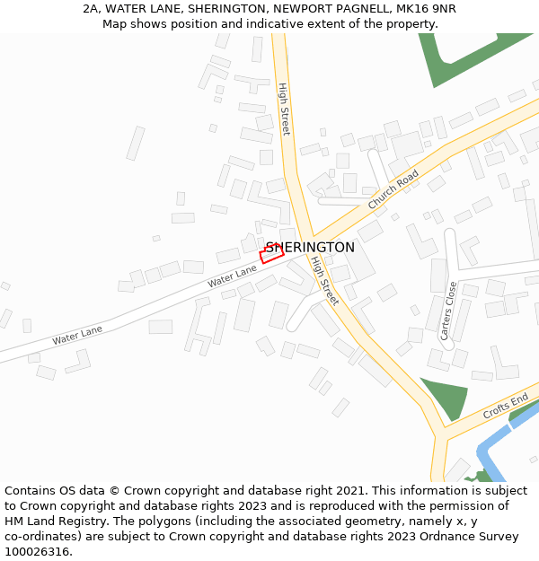 2A, WATER LANE, SHERINGTON, NEWPORT PAGNELL, MK16 9NR: Location map and indicative extent of plot