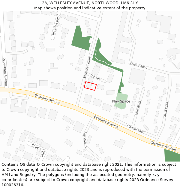 2A, WELLESLEY AVENUE, NORTHWOOD, HA6 3HY: Location map and indicative extent of plot