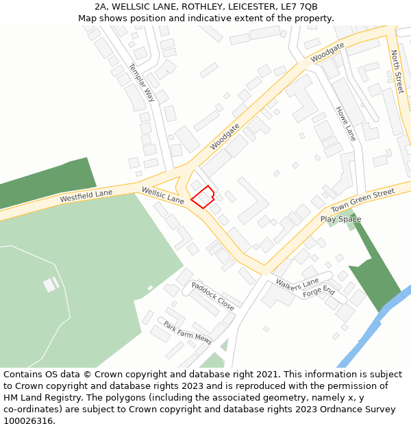 2A, WELLSIC LANE, ROTHLEY, LEICESTER, LE7 7QB: Location map and indicative extent of plot