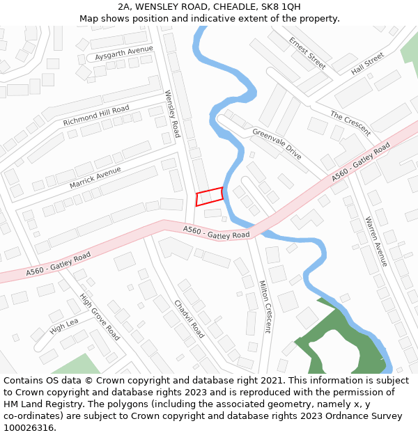 2A, WENSLEY ROAD, CHEADLE, SK8 1QH: Location map and indicative extent of plot