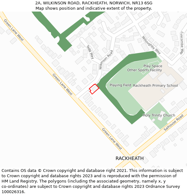 2A, WILKINSON ROAD, RACKHEATH, NORWICH, NR13 6SG: Location map and indicative extent of plot