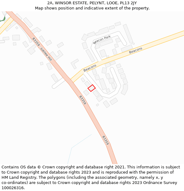 2A, WINSOR ESTATE, PELYNT, LOOE, PL13 2JY: Location map and indicative extent of plot