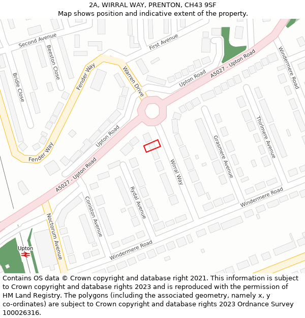 2A, WIRRAL WAY, PRENTON, CH43 9SF: Location map and indicative extent of plot