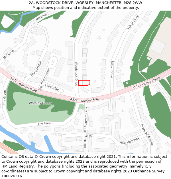 2A, WOODSTOCK DRIVE, WORSLEY, MANCHESTER, M28 2WW: Location map and indicative extent of plot