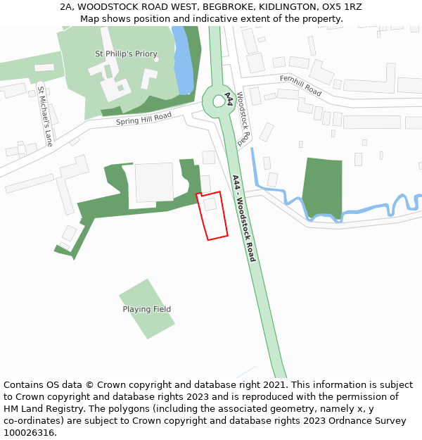 2A, WOODSTOCK ROAD WEST, BEGBROKE, KIDLINGTON, OX5 1RZ: Location map and indicative extent of plot