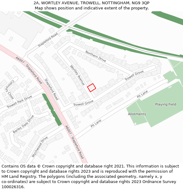 2A, WORTLEY AVENUE, TROWELL, NOTTINGHAM, NG9 3QP: Location map and indicative extent of plot