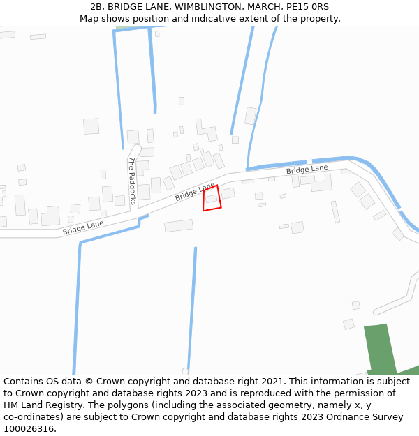 2B, BRIDGE LANE, WIMBLINGTON, MARCH, PE15 0RS: Location map and indicative extent of plot