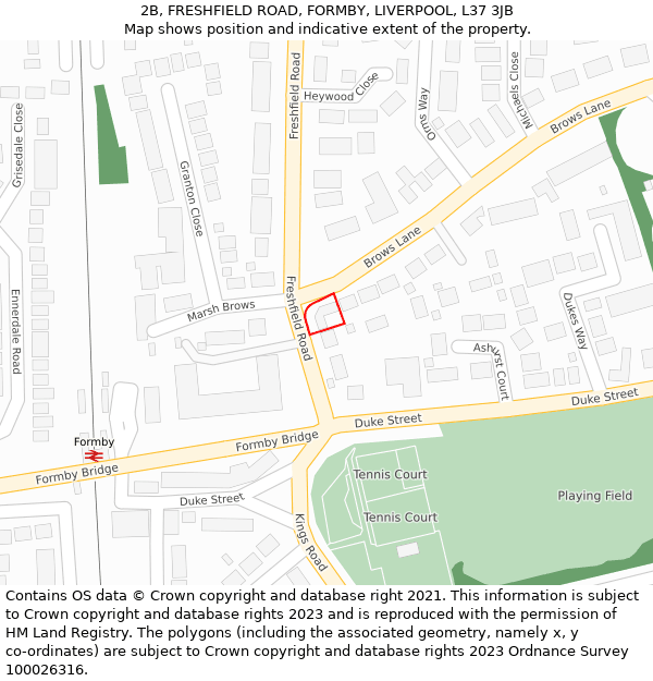2B, FRESHFIELD ROAD, FORMBY, LIVERPOOL, L37 3JB: Location map and indicative extent of plot