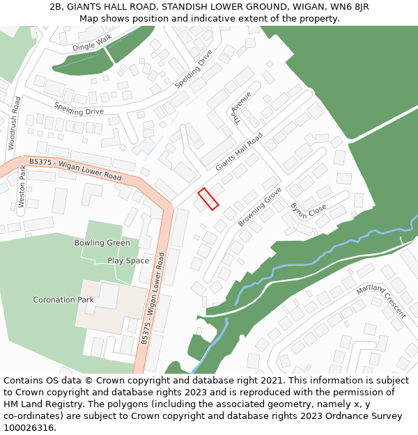 2B, GIANTS HALL ROAD, STANDISH LOWER GROUND, WIGAN, WN6 8JR: Location map and indicative extent of plot