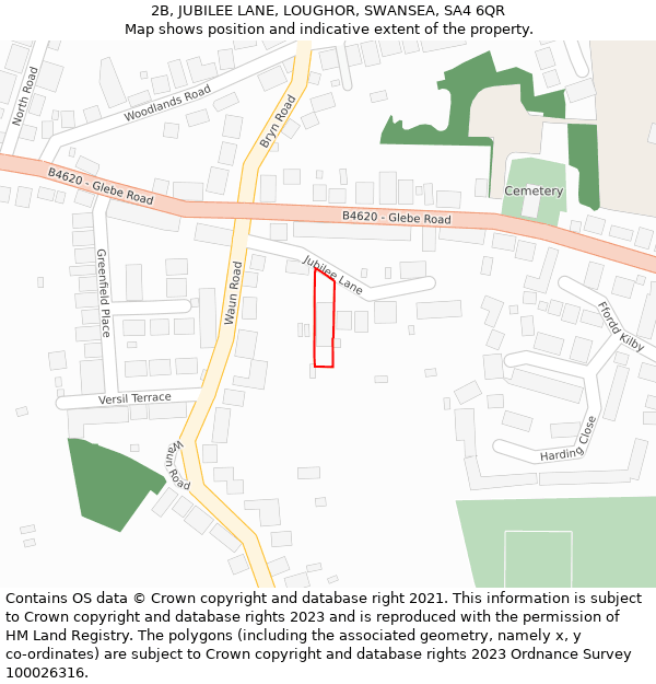 2B, JUBILEE LANE, LOUGHOR, SWANSEA, SA4 6QR: Location map and indicative extent of plot