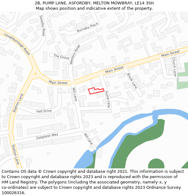 2B, PUMP LANE, ASFORDBY, MELTON MOWBRAY, LE14 3SH: Location map and indicative extent of plot