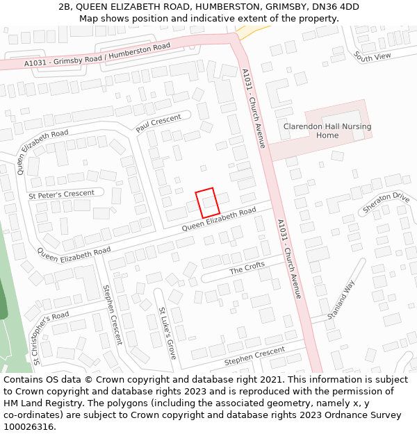 2B, QUEEN ELIZABETH ROAD, HUMBERSTON, GRIMSBY, DN36 4DD: Location map and indicative extent of plot