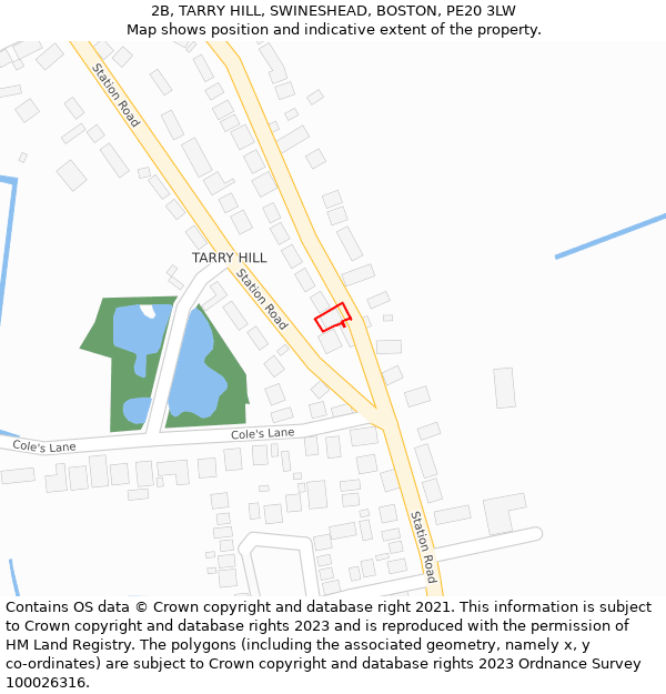 2B, TARRY HILL, SWINESHEAD, BOSTON, PE20 3LW: Location map and indicative extent of plot