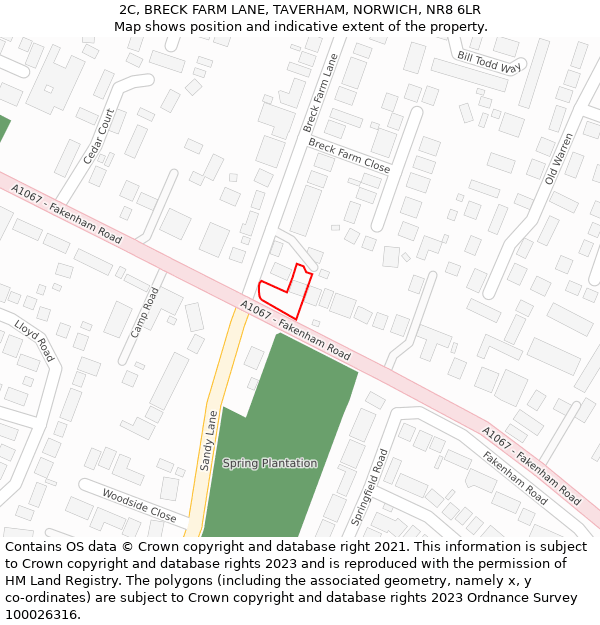 2C, BRECK FARM LANE, TAVERHAM, NORWICH, NR8 6LR: Location map and indicative extent of plot