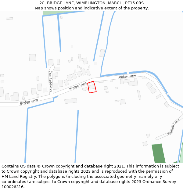 2C, BRIDGE LANE, WIMBLINGTON, MARCH, PE15 0RS: Location map and indicative extent of plot