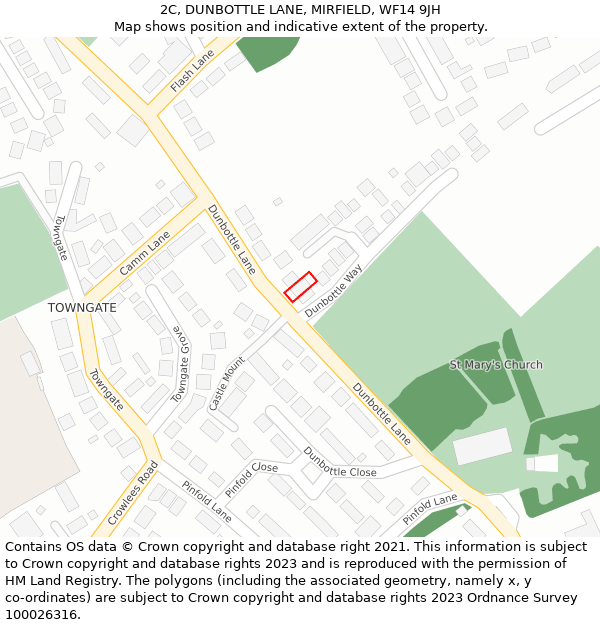 2C, DUNBOTTLE LANE, MIRFIELD, WF14 9JH: Location map and indicative extent of plot