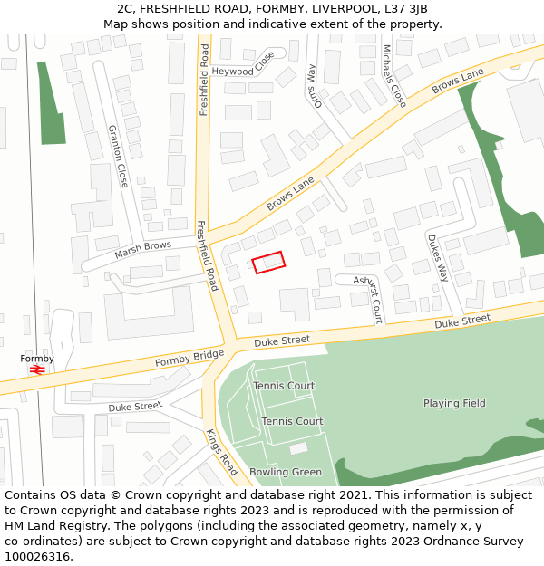 2C, FRESHFIELD ROAD, FORMBY, LIVERPOOL, L37 3JB: Location map and indicative extent of plot