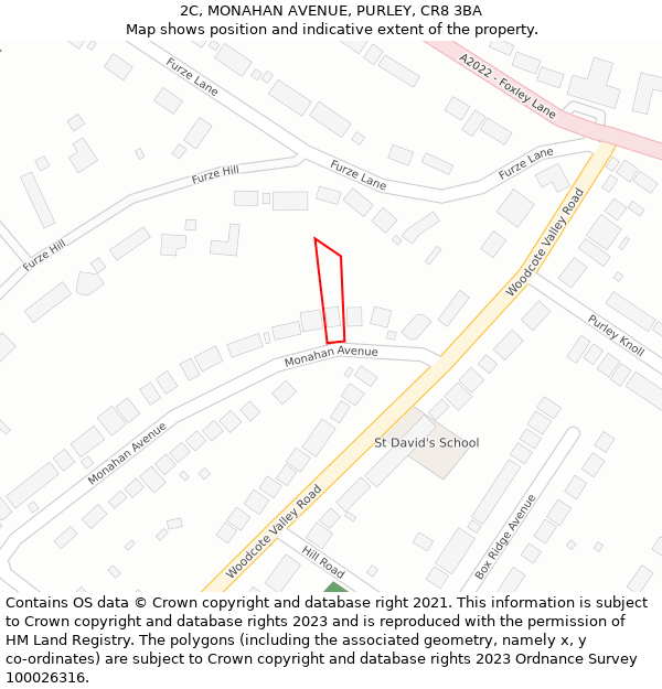 2C, MONAHAN AVENUE, PURLEY, CR8 3BA: Location map and indicative extent of plot