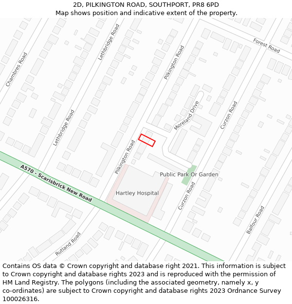 2D, PILKINGTON ROAD, SOUTHPORT, PR8 6PD: Location map and indicative extent of plot