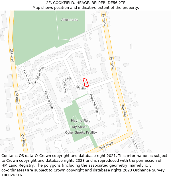 2E, COOKFIELD, HEAGE, BELPER, DE56 2TF: Location map and indicative extent of plot