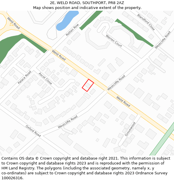 2E, WELD ROAD, SOUTHPORT, PR8 2AZ: Location map and indicative extent of plot