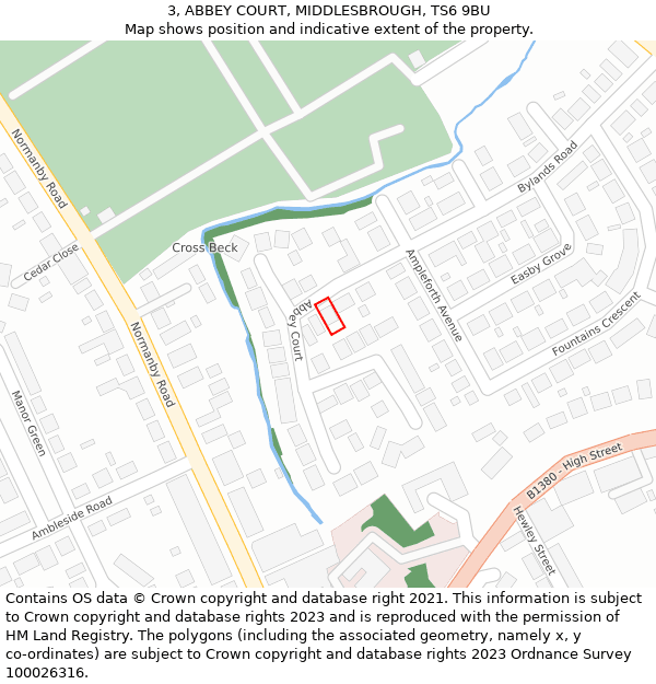 3, ABBEY COURT, MIDDLESBROUGH, TS6 9BU: Location map and indicative extent of plot