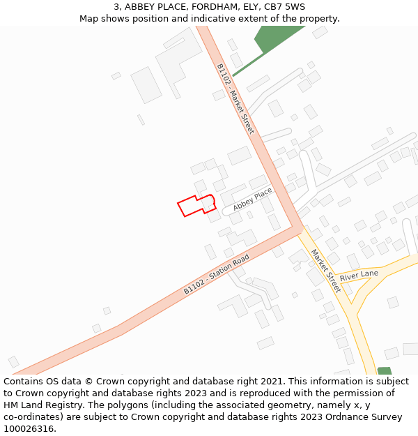 3, ABBEY PLACE, FORDHAM, ELY, CB7 5WS: Location map and indicative extent of plot