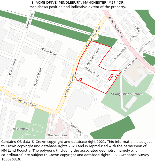 3, ACME DRIVE, PENDLEBURY, MANCHESTER, M27 4DR: Location map and indicative extent of plot