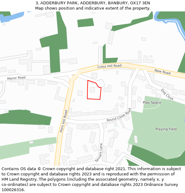 3, ADDERBURY PARK, ADDERBURY, BANBURY, OX17 3EN: Location map and indicative extent of plot