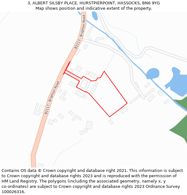 3, ALBERT SILSBY PLACE, HURSTPIERPOINT, HASSOCKS, BN6 9YG: Location map and indicative extent of plot