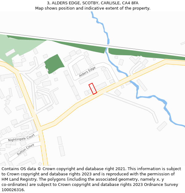 3, ALDERS EDGE, SCOTBY, CARLISLE, CA4 8FA: Location map and indicative extent of plot