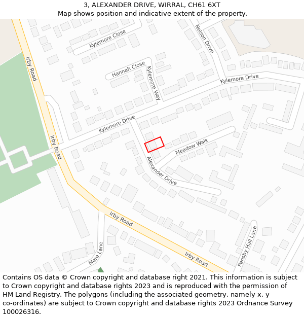 3, ALEXANDER DRIVE, WIRRAL, CH61 6XT: Location map and indicative extent of plot