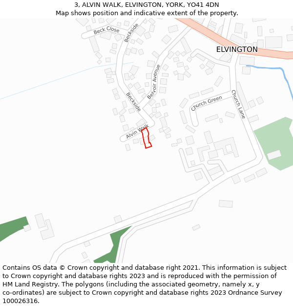 3, ALVIN WALK, ELVINGTON, YORK, YO41 4DN: Location map and indicative extent of plot