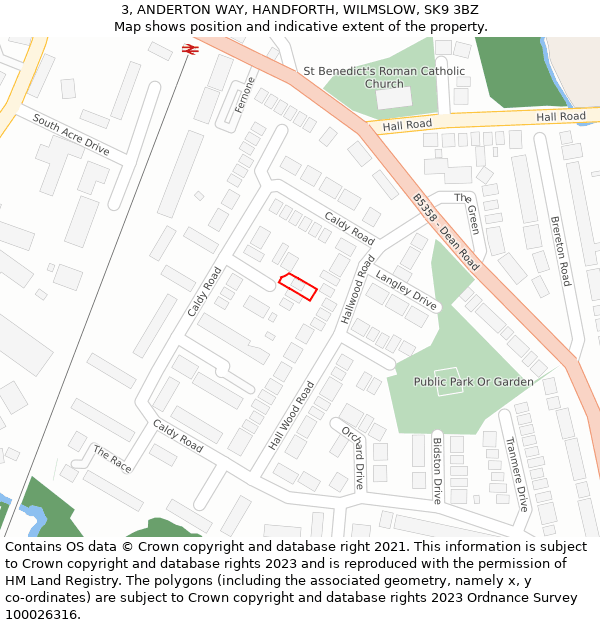3, ANDERTON WAY, HANDFORTH, WILMSLOW, SK9 3BZ: Location map and indicative extent of plot