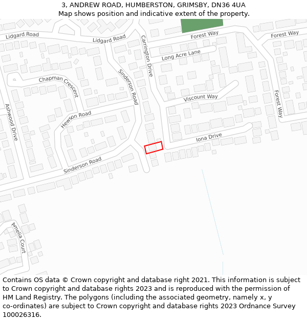 3, ANDREW ROAD, HUMBERSTON, GRIMSBY, DN36 4UA: Location map and indicative extent of plot