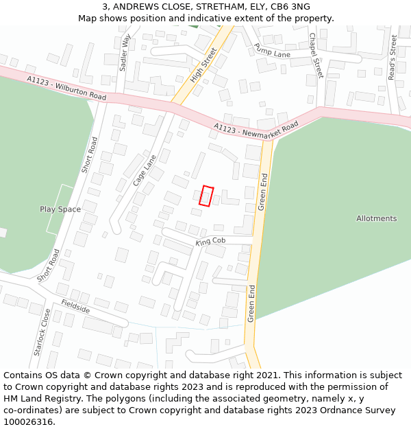 3, ANDREWS CLOSE, STRETHAM, ELY, CB6 3NG: Location map and indicative extent of plot