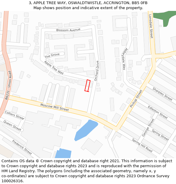 3, APPLE TREE WAY, OSWALDTWISTLE, ACCRINGTON, BB5 0FB: Location map and indicative extent of plot