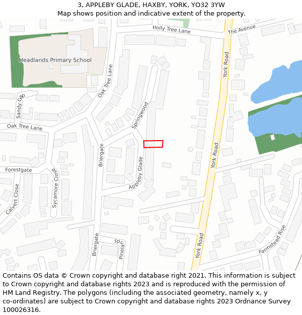 3, APPLEBY GLADE, HAXBY, YORK, YO32 3YW: Location map and indicative extent of plot