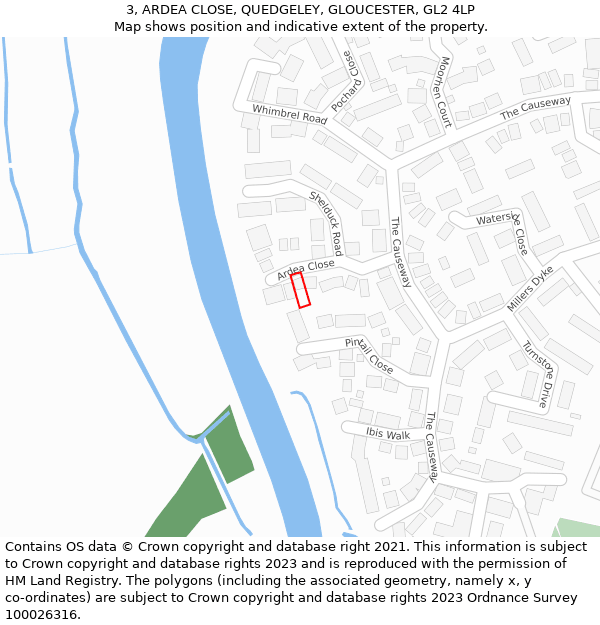 3, ARDEA CLOSE, QUEDGELEY, GLOUCESTER, GL2 4LP: Location map and indicative extent of plot