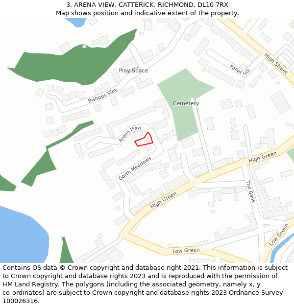 3, ARENA VIEW, CATTERICK, RICHMOND, DL10 7RX: Location map and indicative extent of plot