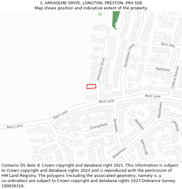 3, ARKHOLME DRIVE, LONGTON, PRESTON, PR4 5DE: Location map and indicative extent of plot