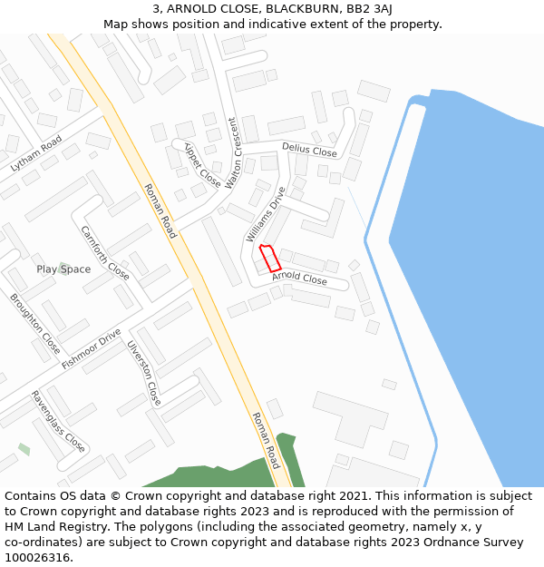 3, ARNOLD CLOSE, BLACKBURN, BB2 3AJ: Location map and indicative extent of plot