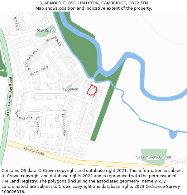 3, ARNOLD CLOSE, HAUXTON, CAMBRIDGE, CB22 5FN: Location map and indicative extent of plot