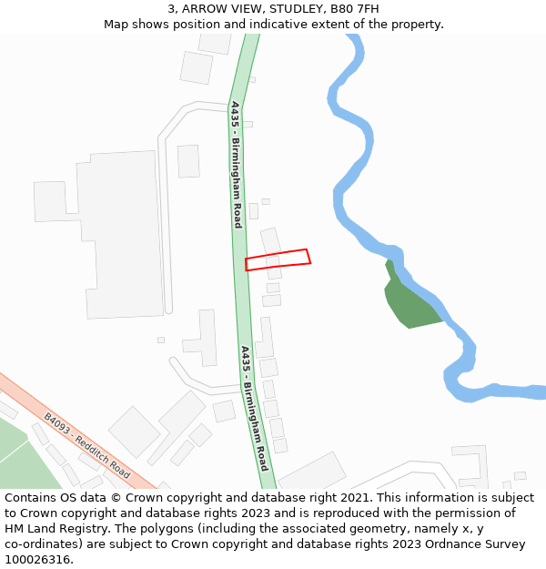 3, ARROW VIEW, STUDLEY, B80 7FH: Location map and indicative extent of plot