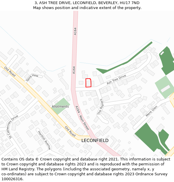 3, ASH TREE DRIVE, LECONFIELD, BEVERLEY, HU17 7ND: Location map and indicative extent of plot