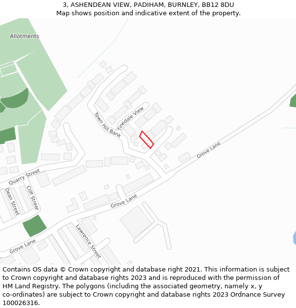3, ASHENDEAN VIEW, PADIHAM, BURNLEY, BB12 8DU: Location map and indicative extent of plot