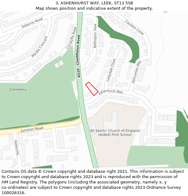 3, ASHENHURST WAY, LEEK, ST13 5SB: Location map and indicative extent of plot