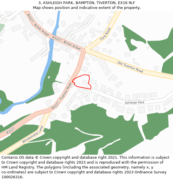 3, ASHLEIGH PARK, BAMPTON, TIVERTON, EX16 9LF: Location map and indicative extent of plot