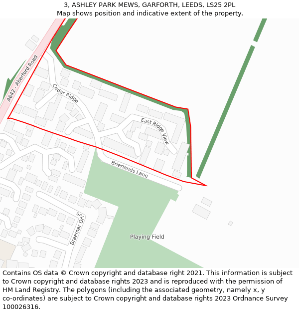 3, ASHLEY PARK MEWS, GARFORTH, LEEDS, LS25 2PL: Location map and indicative extent of plot